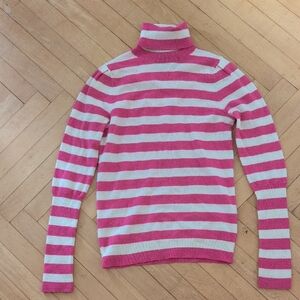 Juicy Couture Striped Pink and Cream Turtleneck Sweater Size S